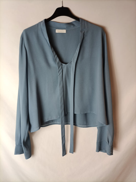 BIMANI. blusa azul fluida T.l