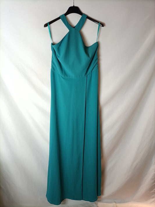 BIMANI. Vestido azul/verdoso largo T.38