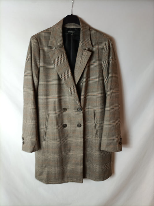 ZARA. Brown checked jacket/coat Tl