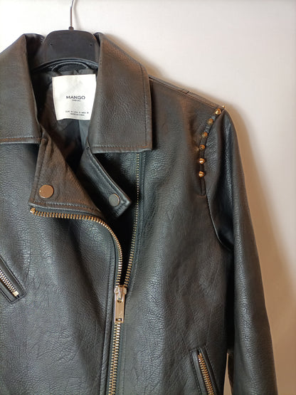 MANGO. Biker negra efecto  piel t.m