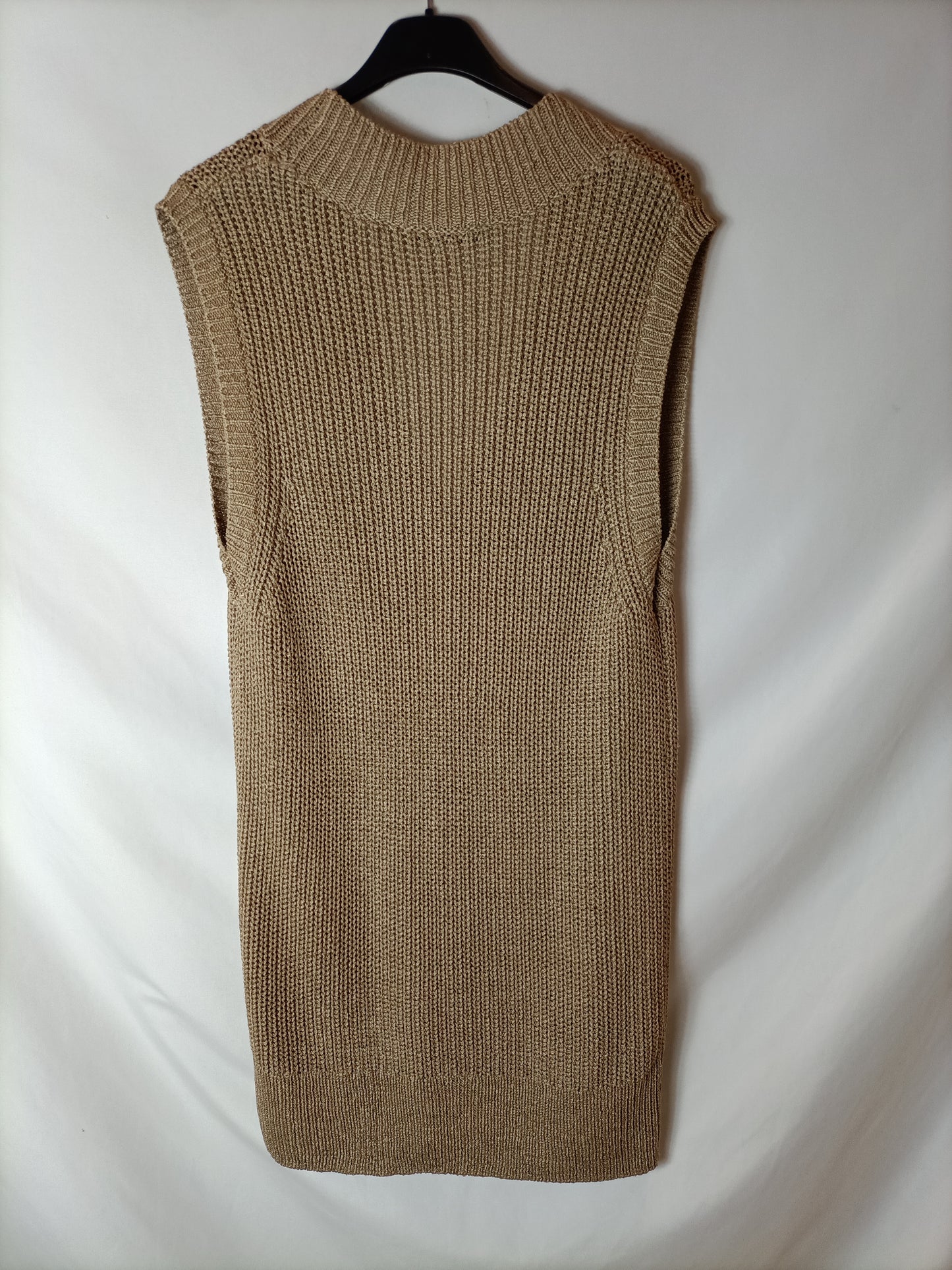 ZARA, Chaleco/vestido punto ocre. T M