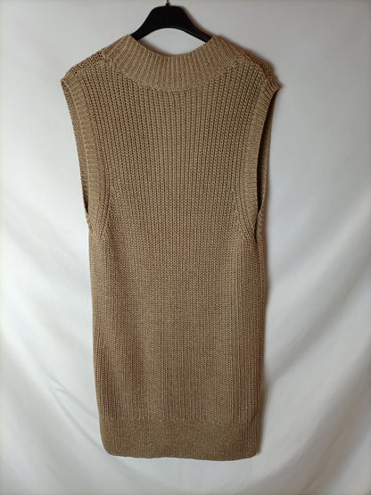 ZARA, Chaleco/vestido punto ocre. T M