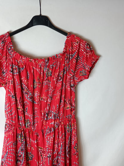 SPRINGFIELD. Vestido rojo plisado. T M