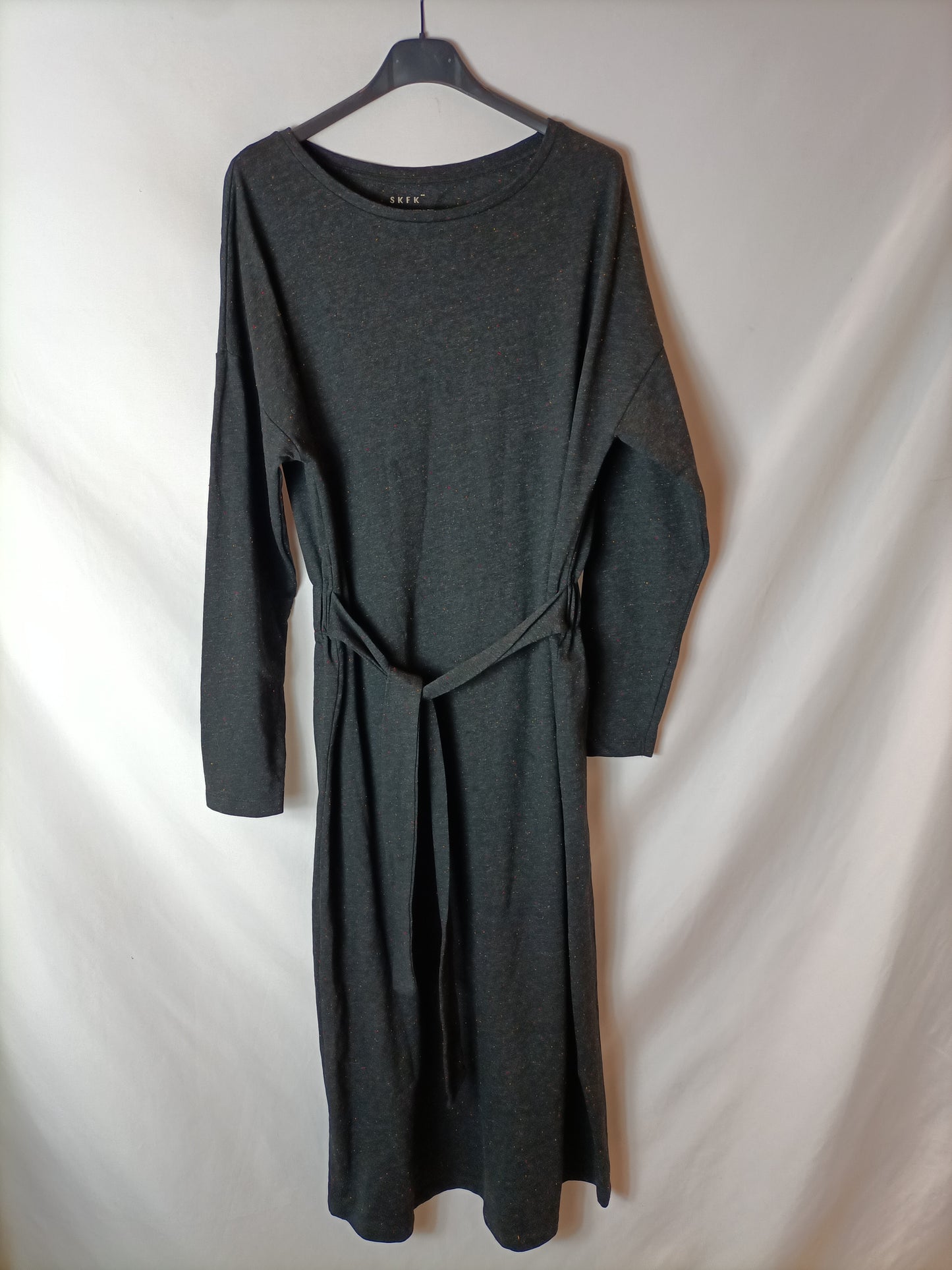 SKFK Charcoal gray dress with colored threads. Size 40
