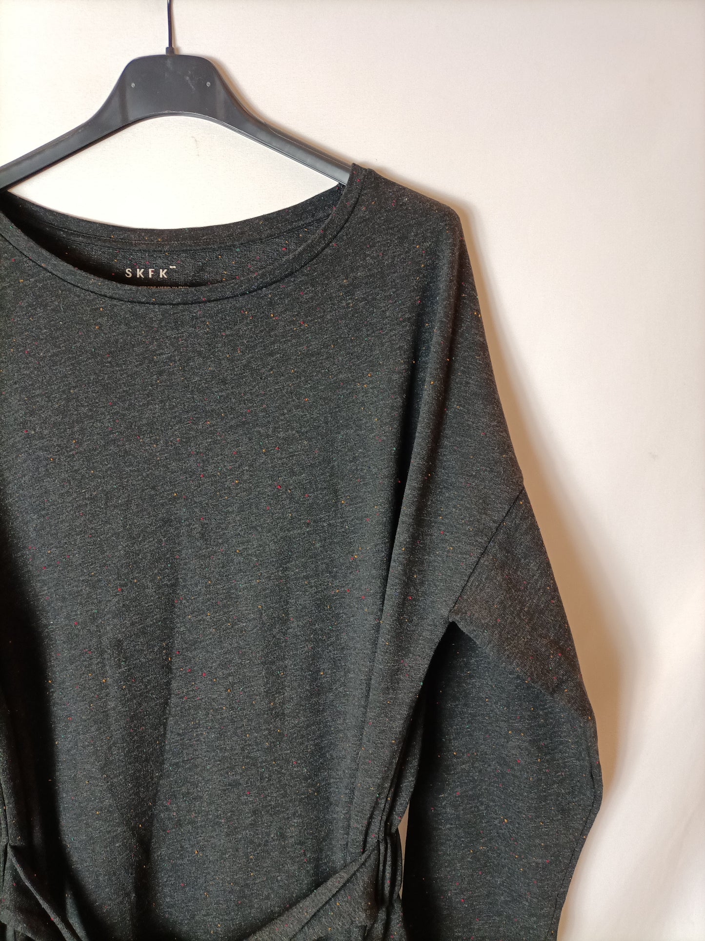 SKFK Charcoal gray dress with colored threads. Size 40