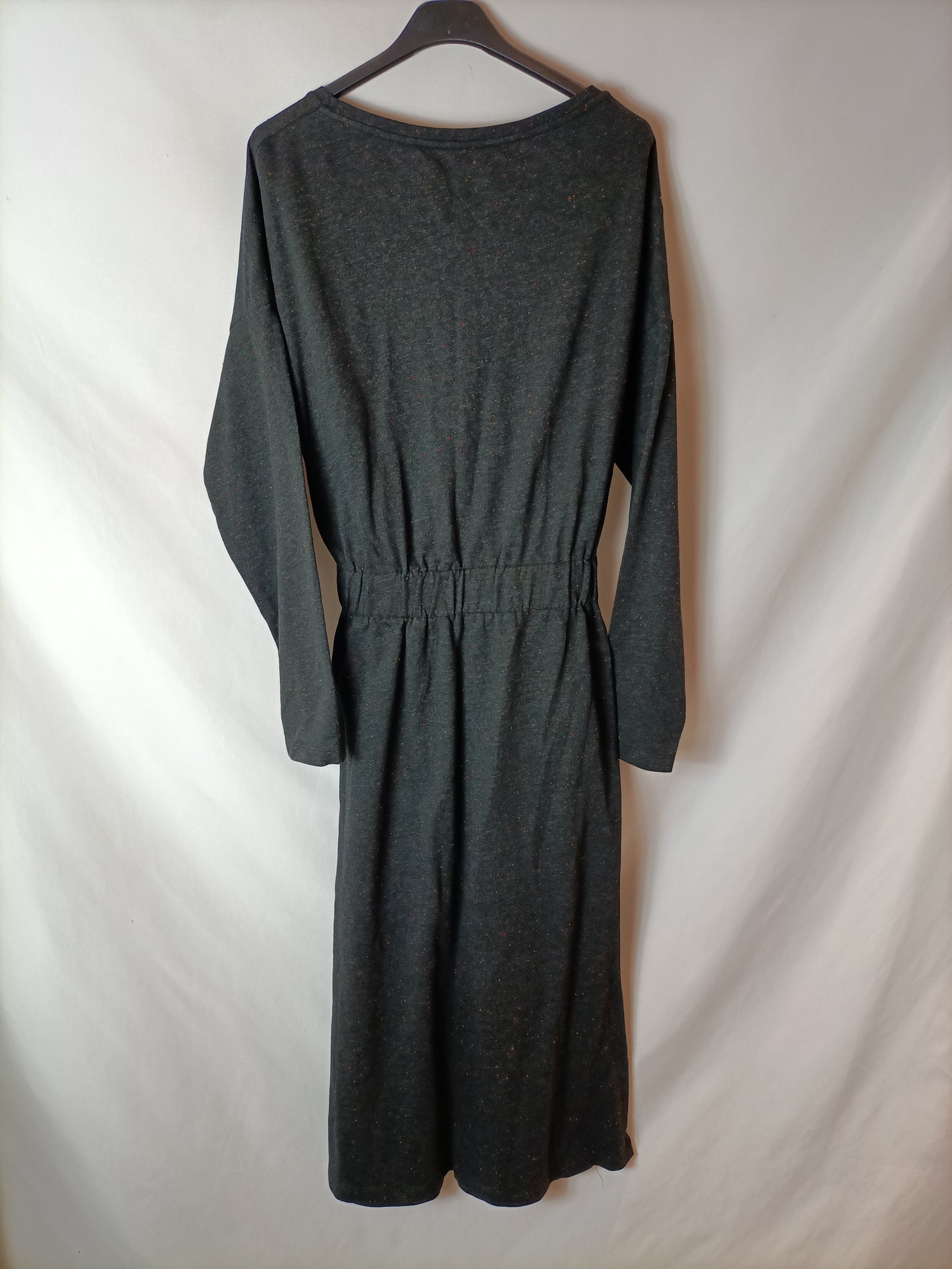 SKFK Charcoal gray dress with colored threads. Size 40