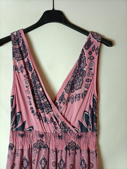 OTRAS. Vestido largo estilo hippie azul. T. S/M