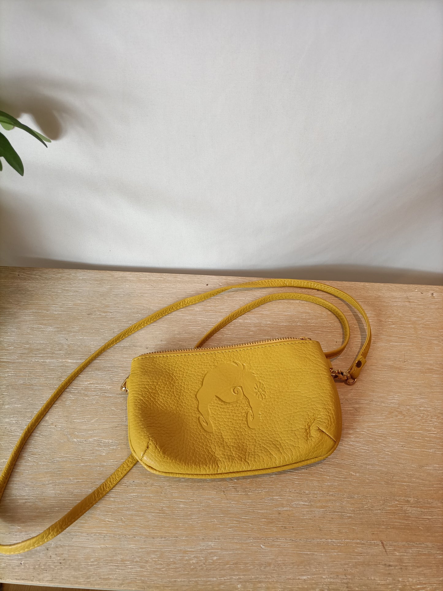 DOLORES PROMESAS. Bolso mini / monedero mostaza.