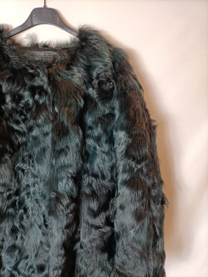BIMBA Y LOLA. Black and blue fur coat.TL