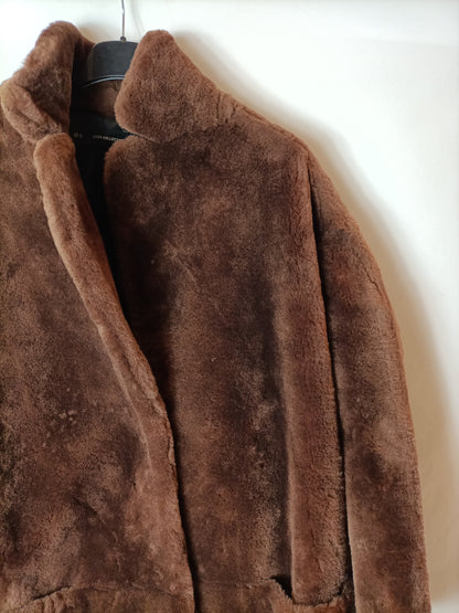 SFERA. Abrigo pelo marrón. T M