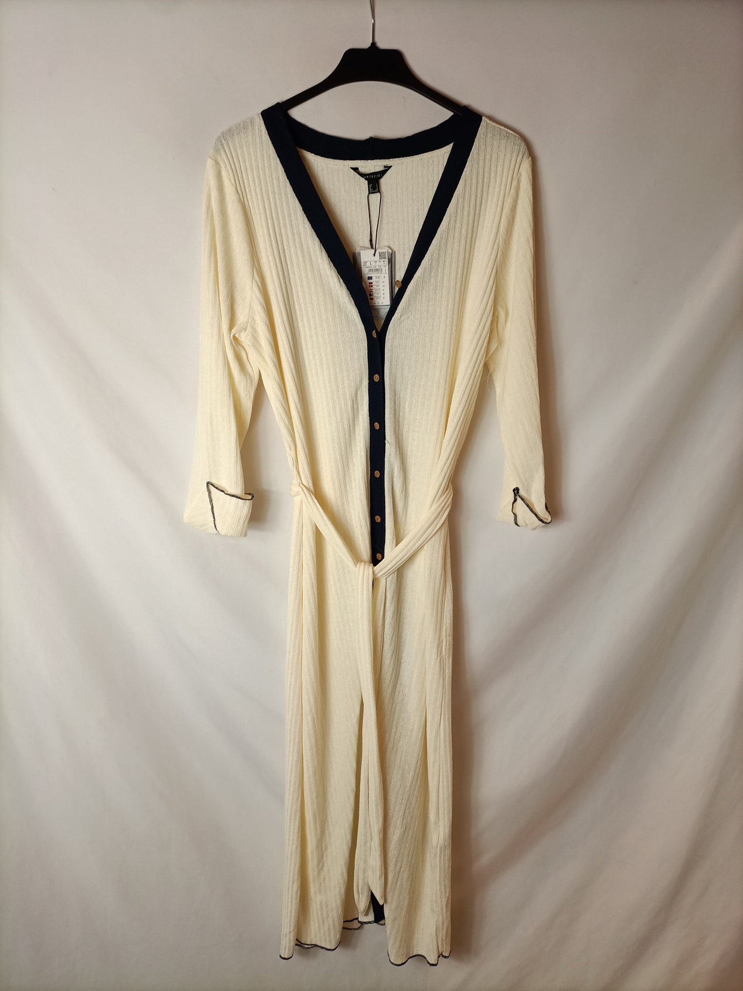 CORTEFIEL. Vestido beige abotonado T.l