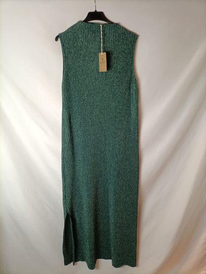THE DESIRE SHOP. Vestido midi canalé verde  T.u(m)
