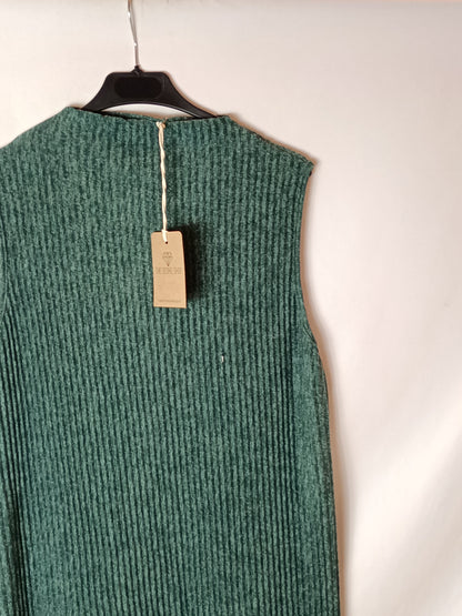 THE DESIRE SHOP. Vestido midi canalé verde  T.u(m)