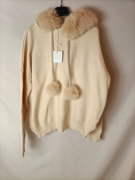 CARLOTA&amp;CO. Tu(l) furry hooded sweater