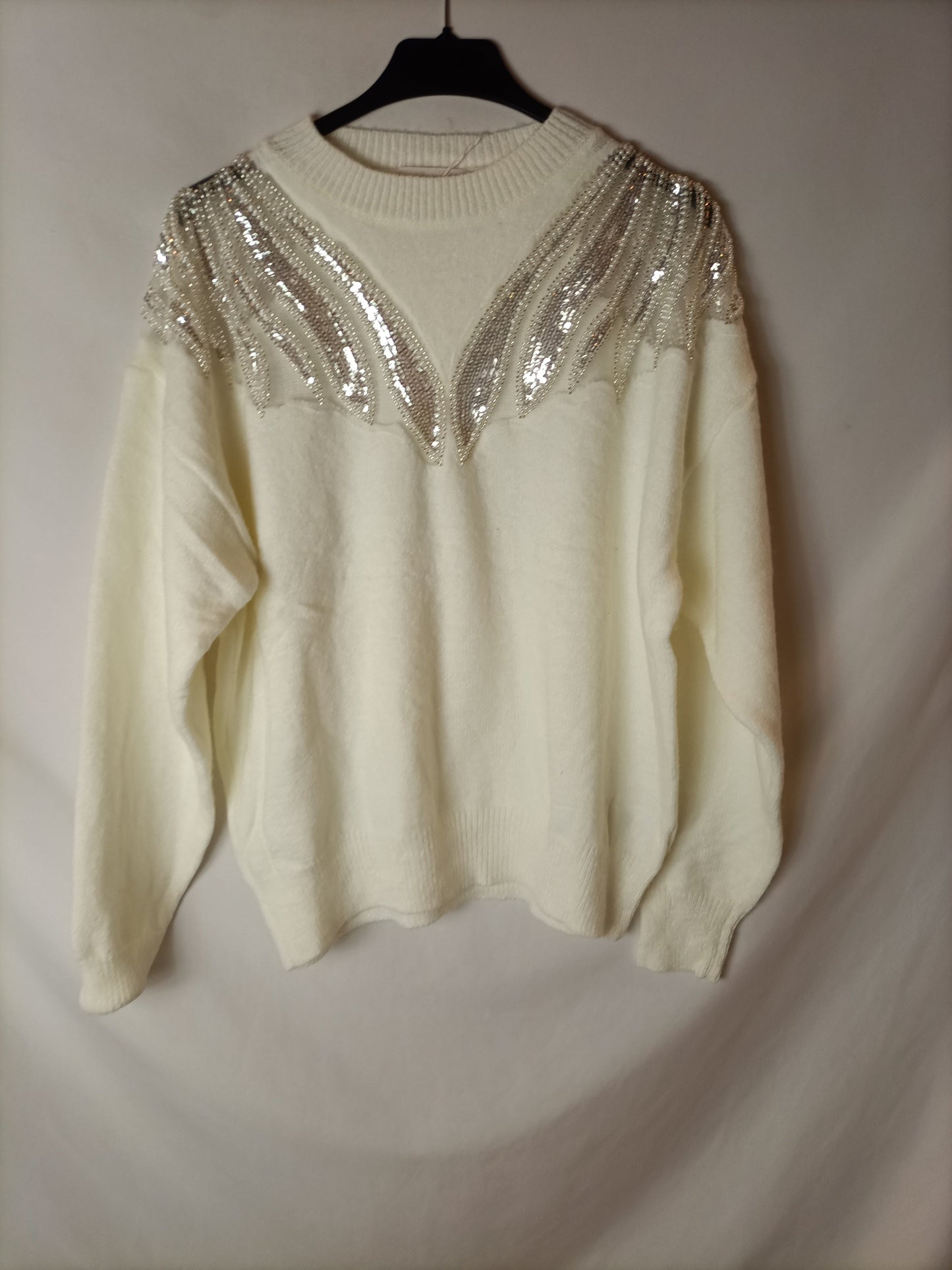 CARLOTA&CO. Jersey blanco abalorios T.u(l)