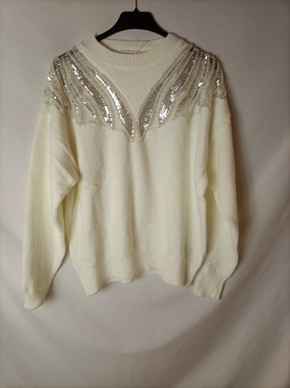CARLOTA&CO. Jersey blanco abalorios T.u(l)