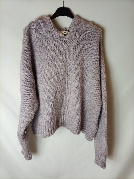 ZARA. Lilac hooded sweater TM