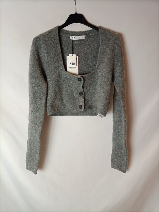 ZARA. Grey Ts knit cardigan