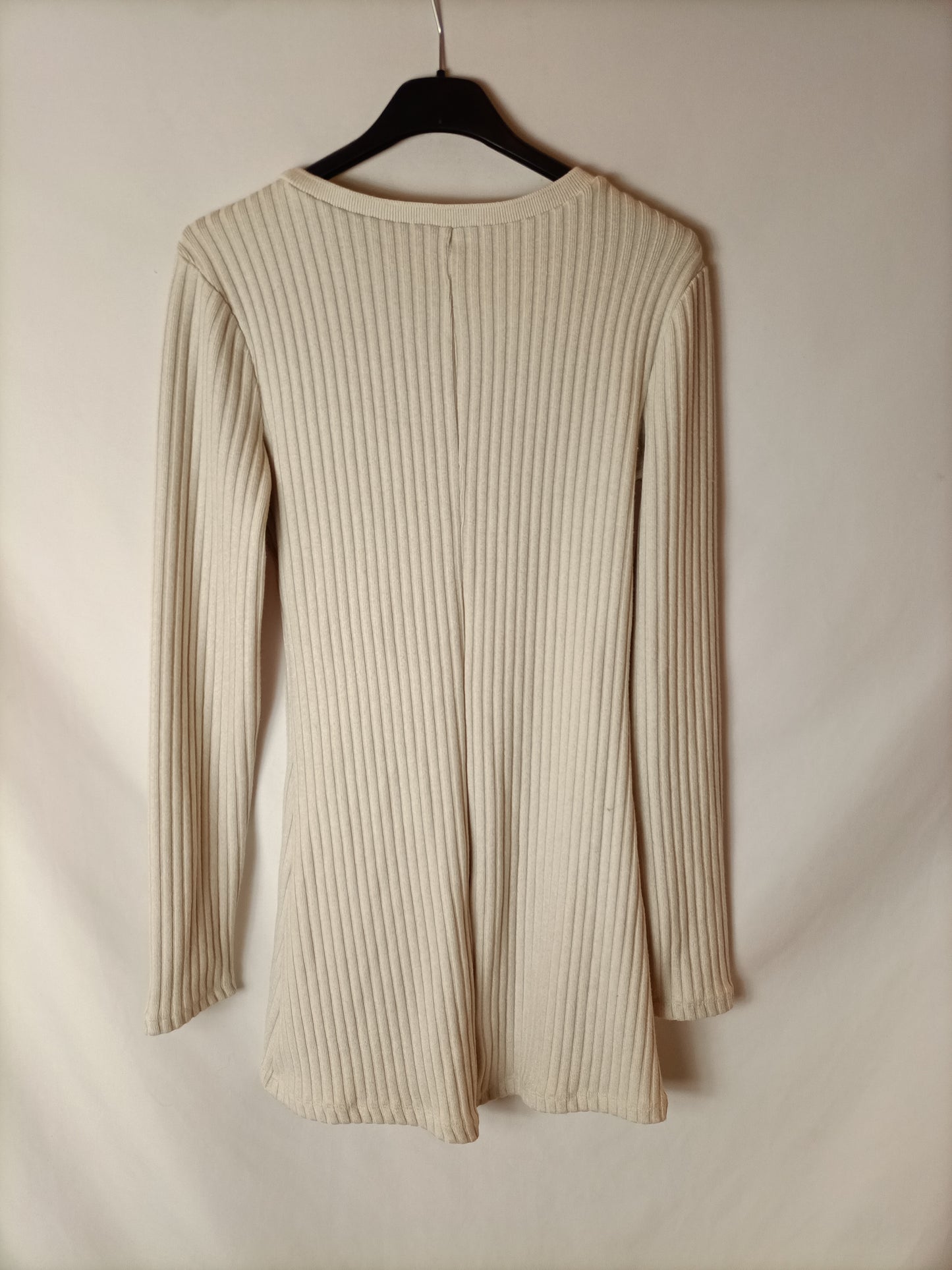 ZARA. Mono beige canalé T.m
