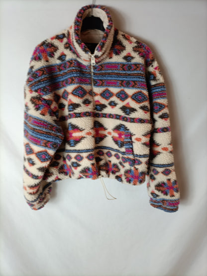 PULL&BEAR. Abrigo étnico borrego T.m