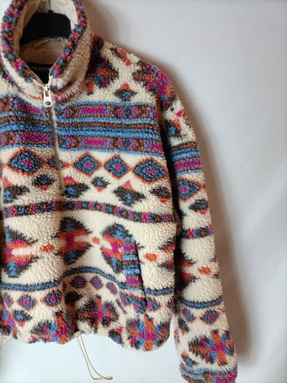 PULL&BEAR. Abrigo étnico borrego T.m