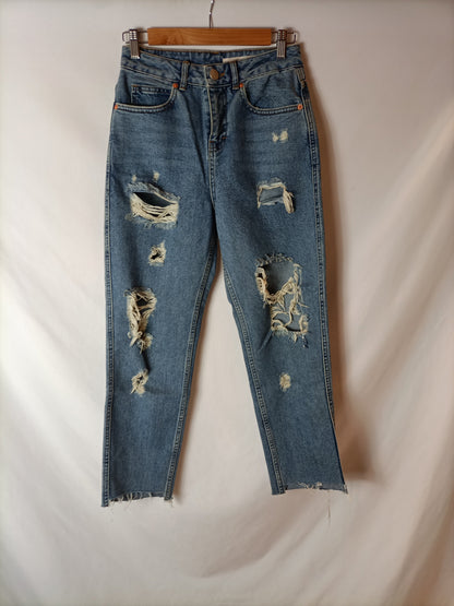 ASOS. Straight-leg ripped denim trousers, size 36