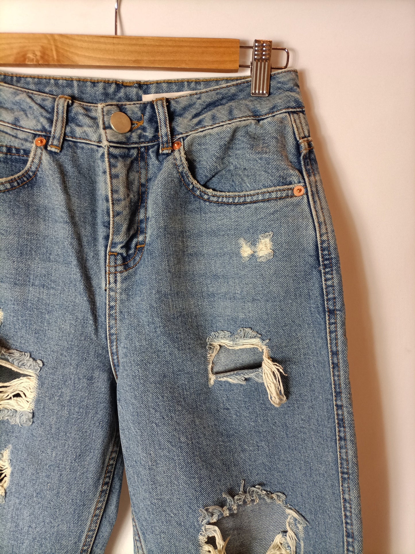 ASOS. Straight-leg ripped denim trousers, size 36