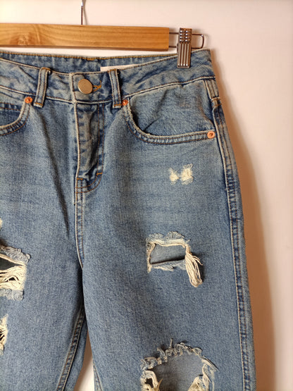 ASOS. Straight-leg ripped denim trousers, size 36