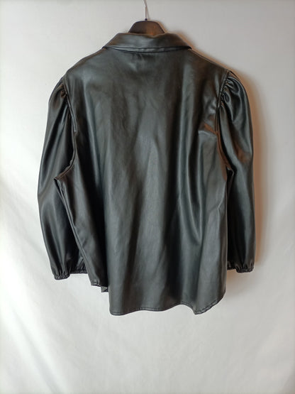ZARA. Black faux leather overshirt. Size XL (m/l)