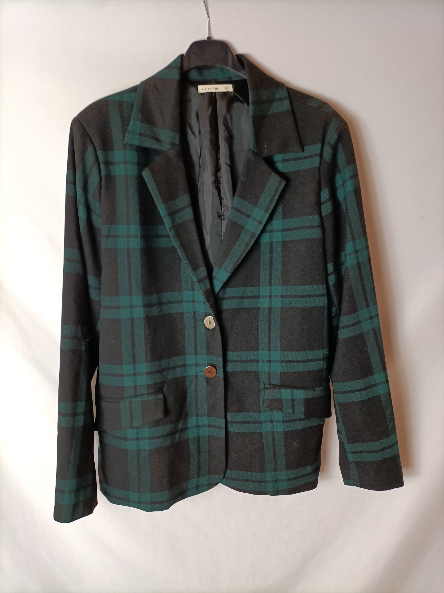 BLUE&BLOUZE. Blazer recta negra y verde T.l