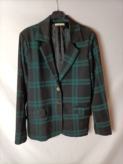 BLUE&BLOUZE. Blazer recta negra y verde T.l