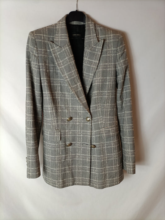 ZARA. Fitted checked blazer Ts