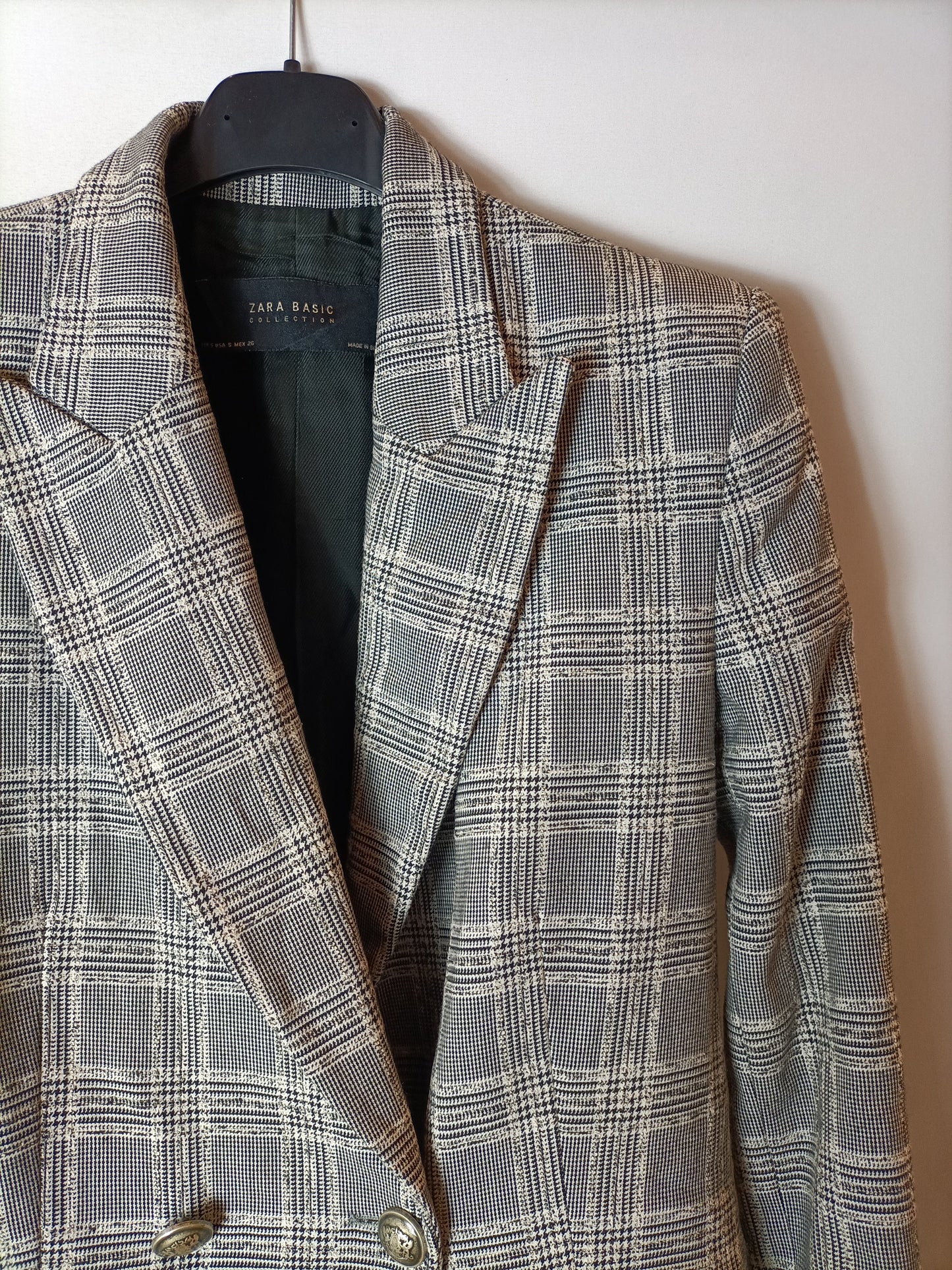 ZARA. Blazer cuadros entallada T.s