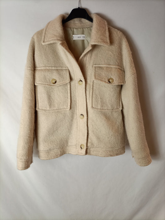MANGO. Beige textured jacket S.xs(s)