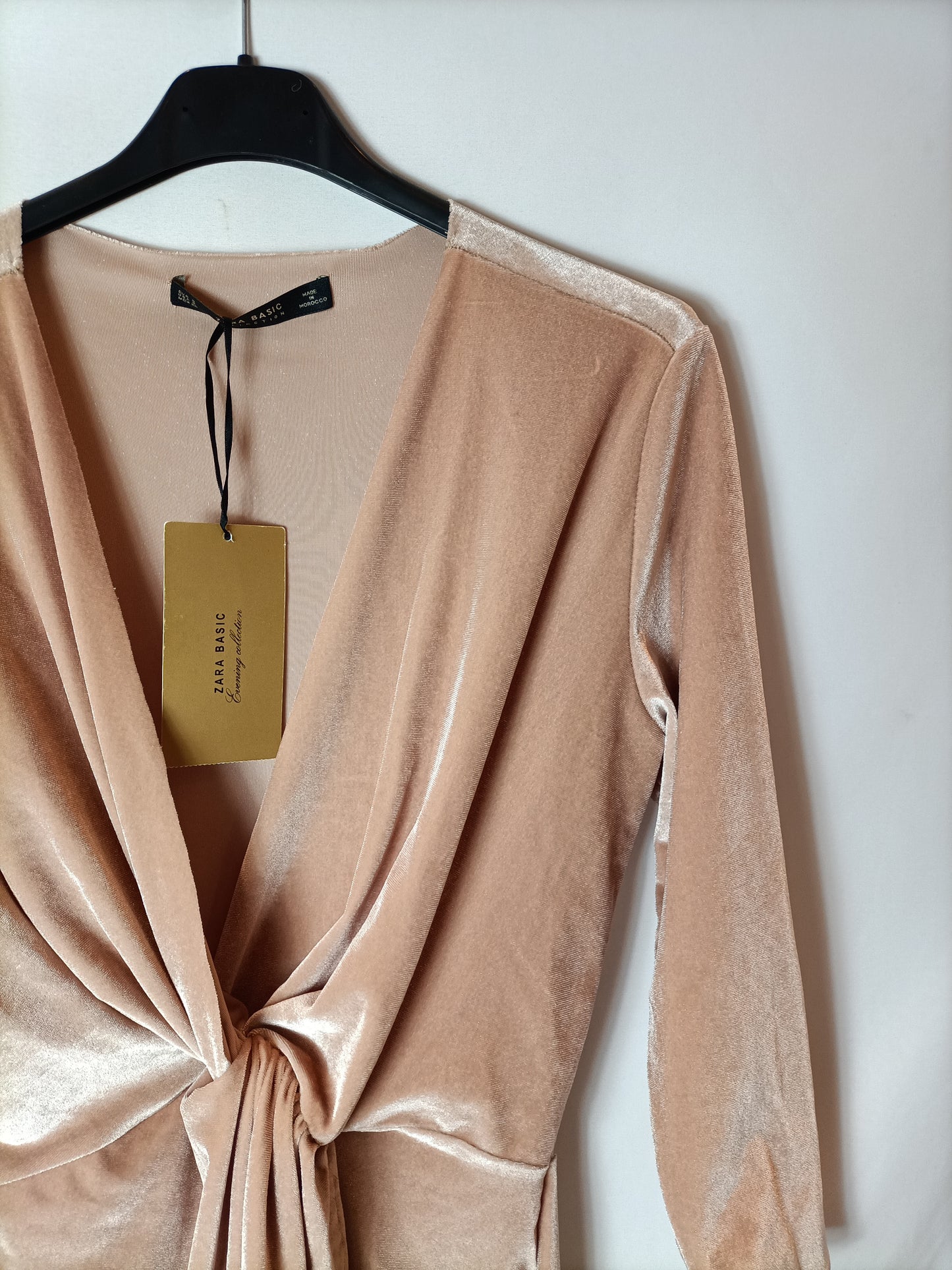 ZARA. Vestido rosa terciopelo T.s