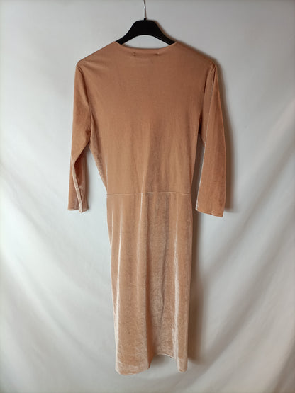 ZARA. Vestido rosa terciopelo T.s