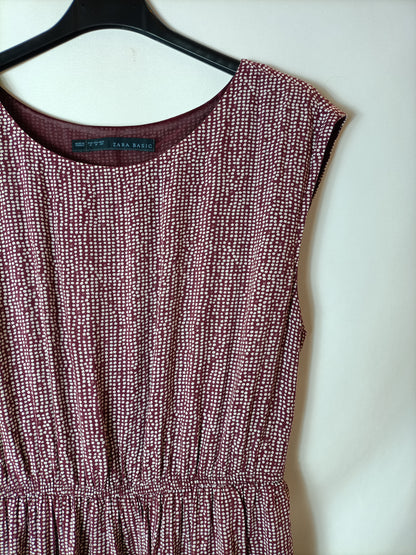 ZARA. Vestido burdeos lunares T.m