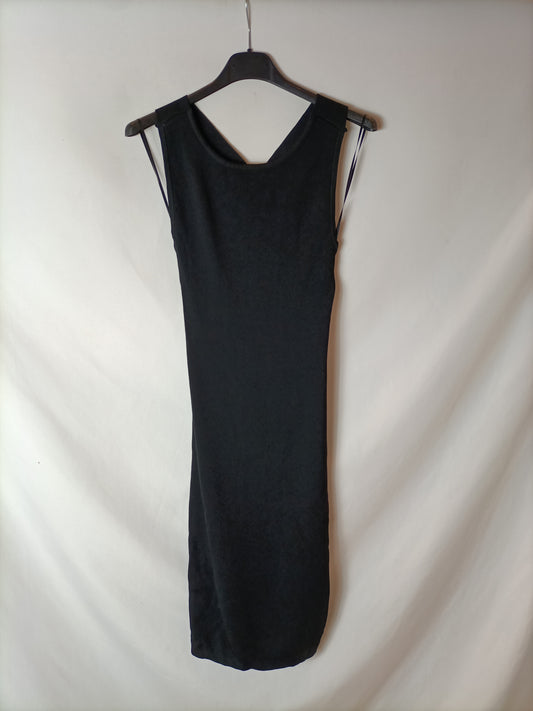 MANGO. Vestido negro punto T.s