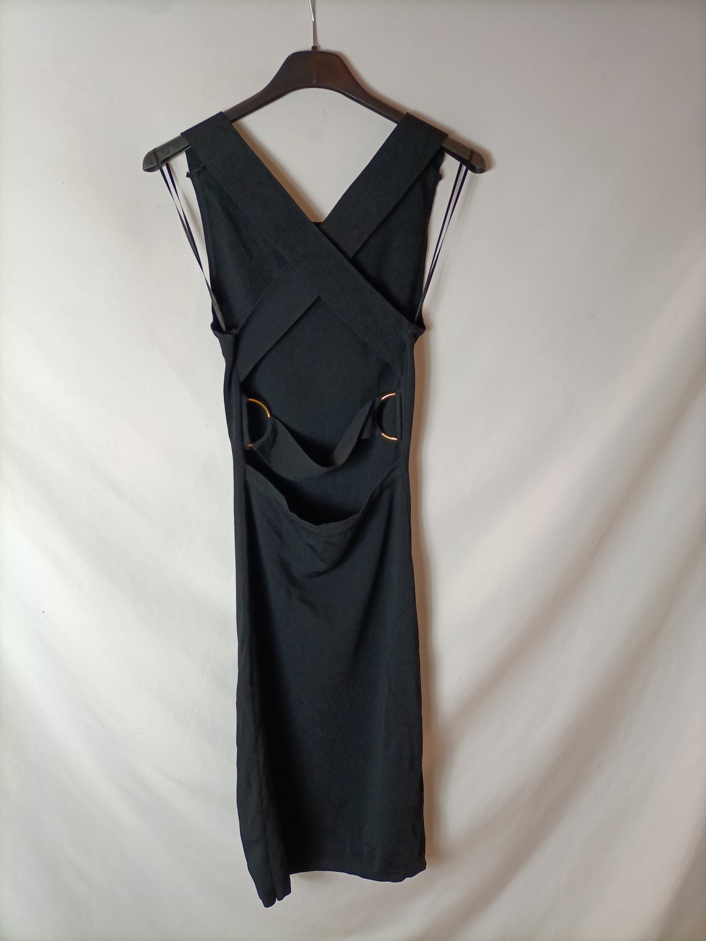 MANGO. Vestido negro punto T.s