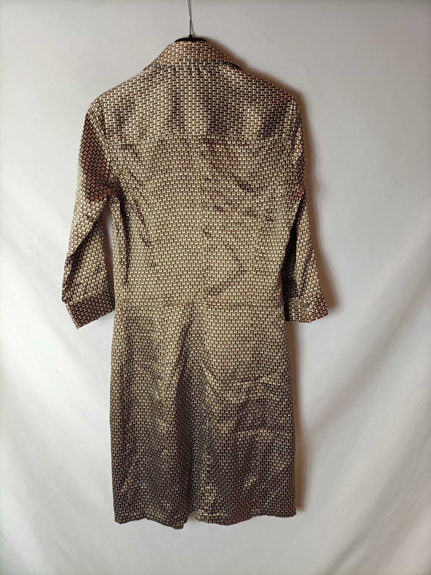 ZARA. Vestido camisero marrón T.m