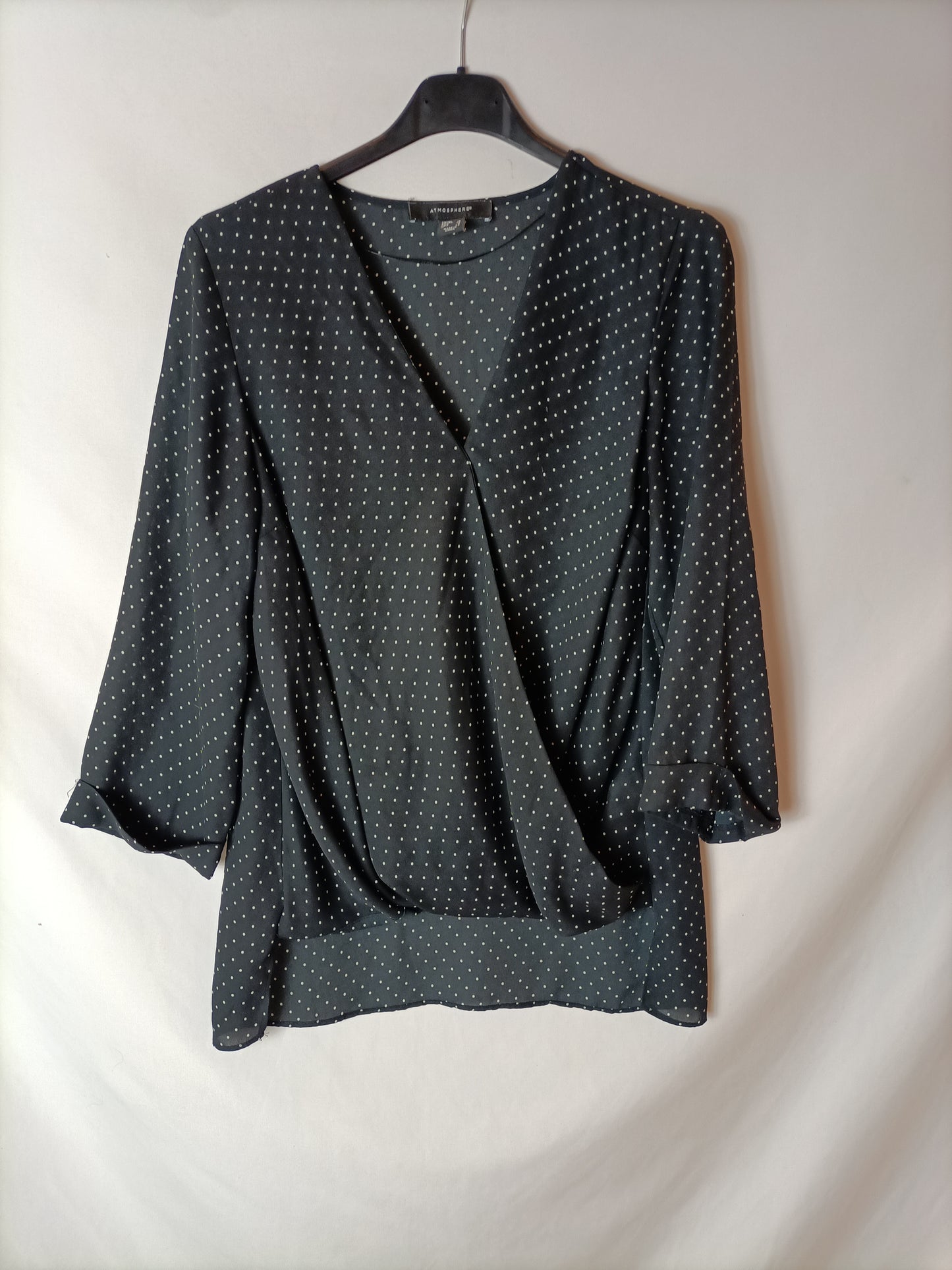 PRIMARK. Black polka dot blouse size 38
