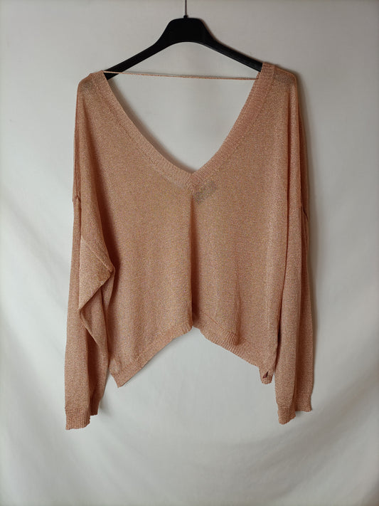 OTTOD´AME. Semi-sheer pale pink sweater. Size 38