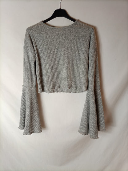 PINS AND NEEDLES. Gray Ribbed Ts Top