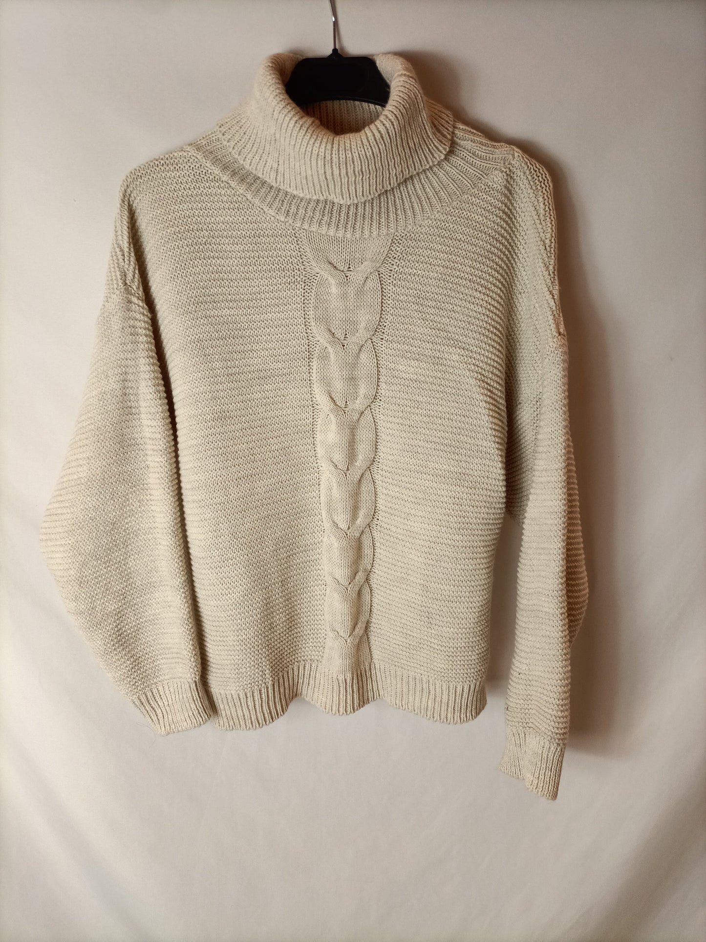 OTRAS. Jersey beige cuello alto T.u(s)