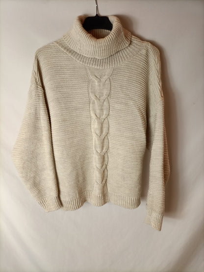 OTRAS. Jersey beige cuello alto T.u(s)