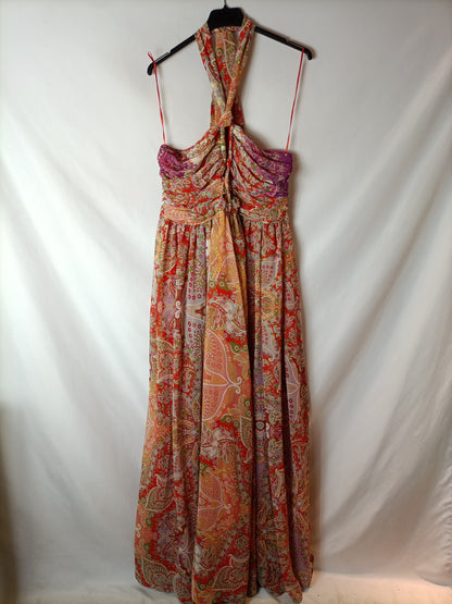 MANGO. Vestido largo estampado T.l