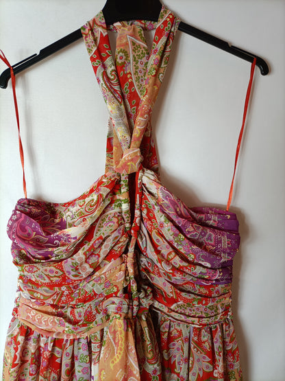 MANGO. Vestido largo estampado T.l