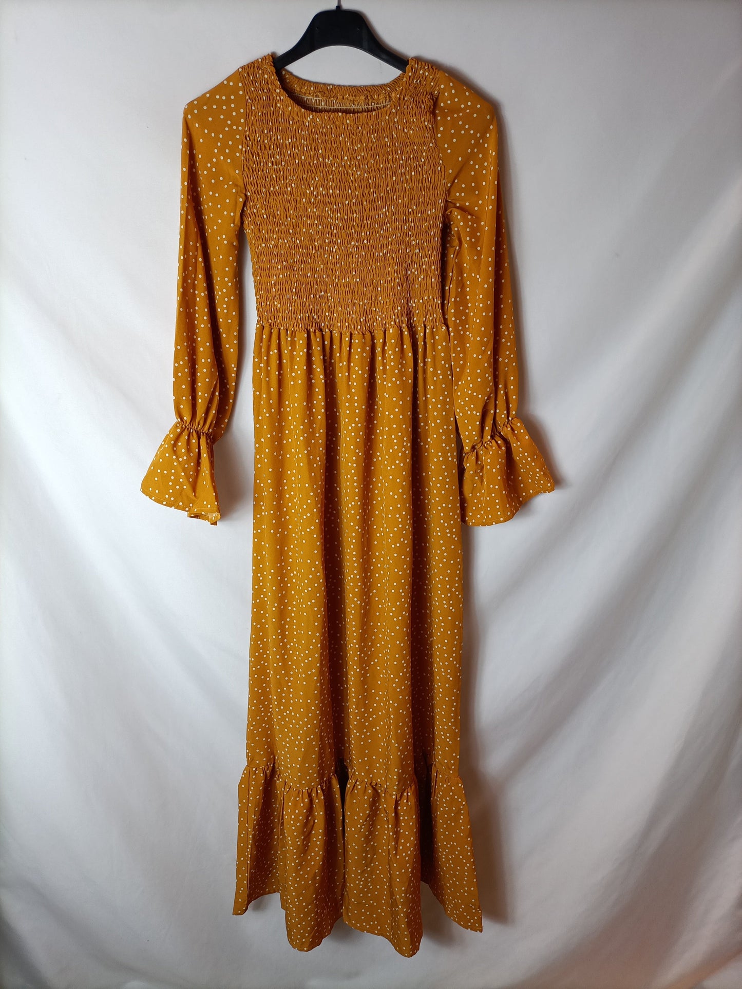 OTRAS. Vestido mostaza lunares. T S