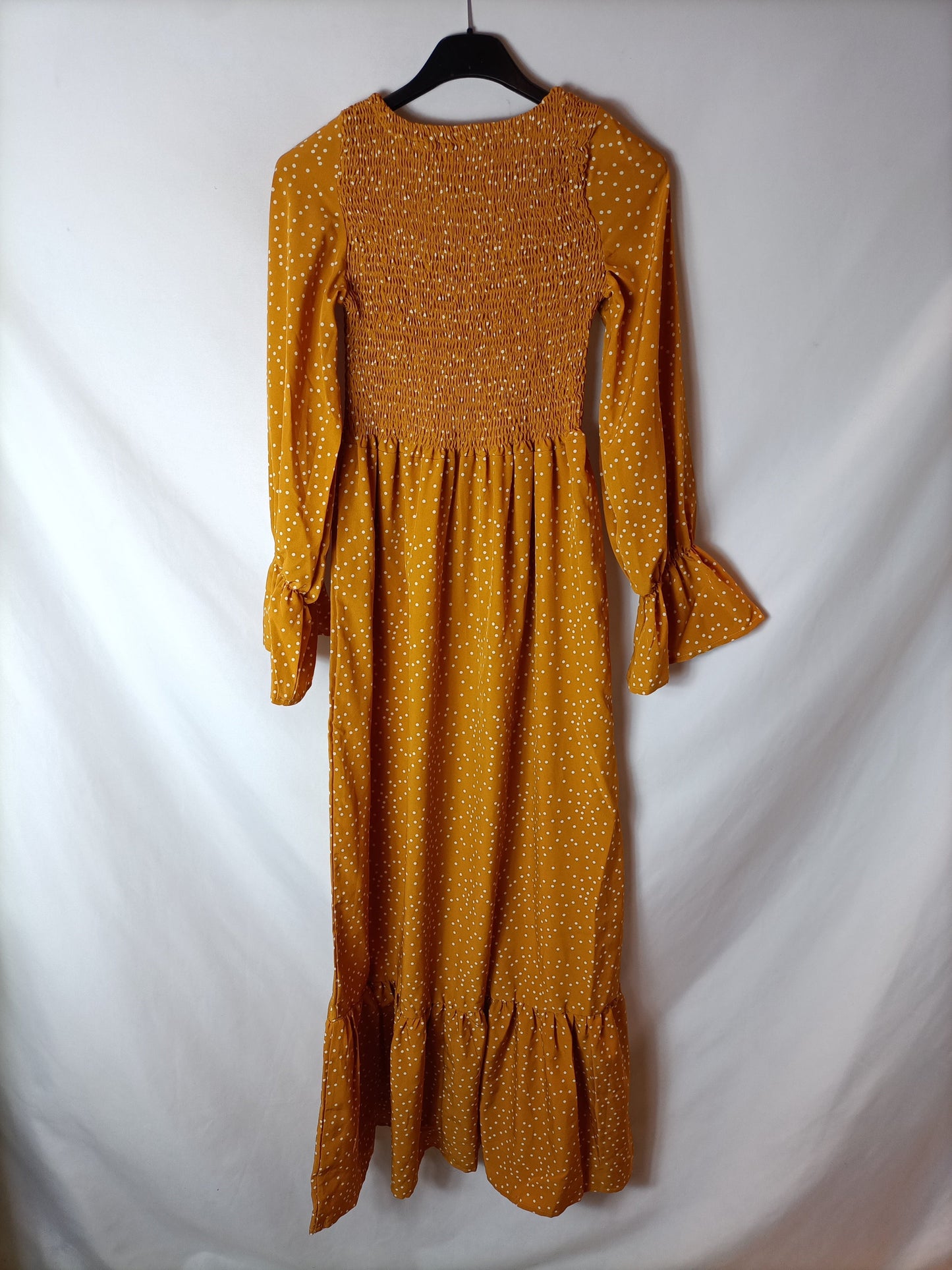 OTRAS. Vestido mostaza lunares. T S