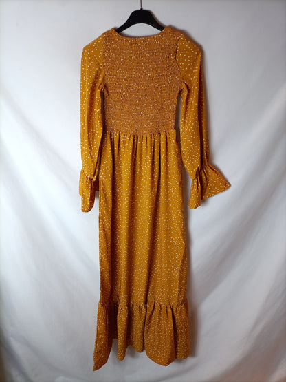 OTRAS. Vestido mostaza lunares. T S